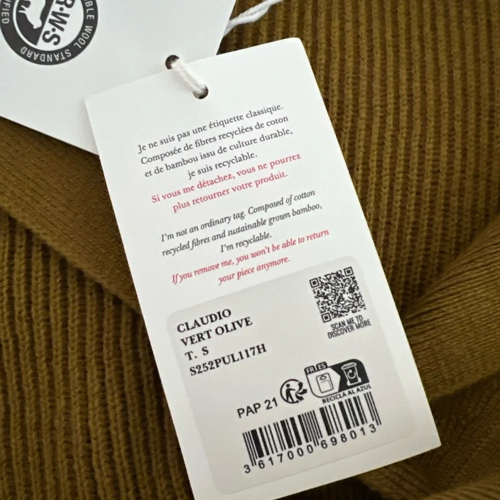 Sézane Claudio sweater, olive green, S - Picture 5 of 7